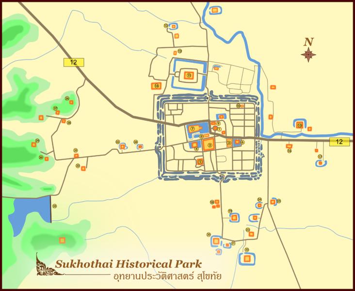 Map of Sukhothai Historical Park