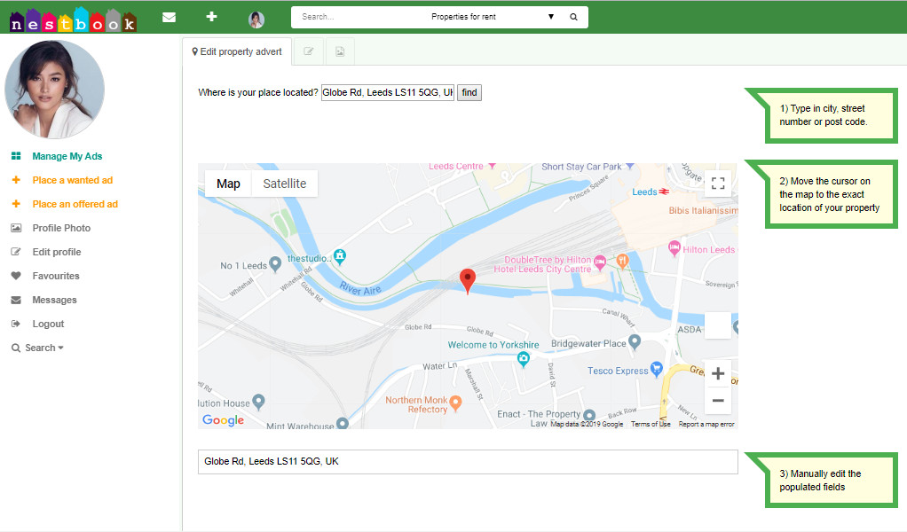 Specify on map location of condo for sale or home for rent